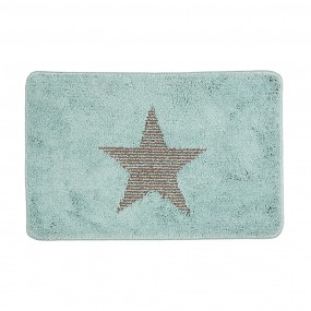 2BM0009BL Bath Mat 58x38x1 cm Blue Polyester Star Rectangle