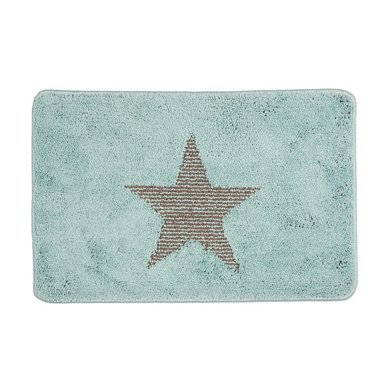 BM0009BL Bath Mat 58x38x1 cm Blue Polyester Star Rectangle