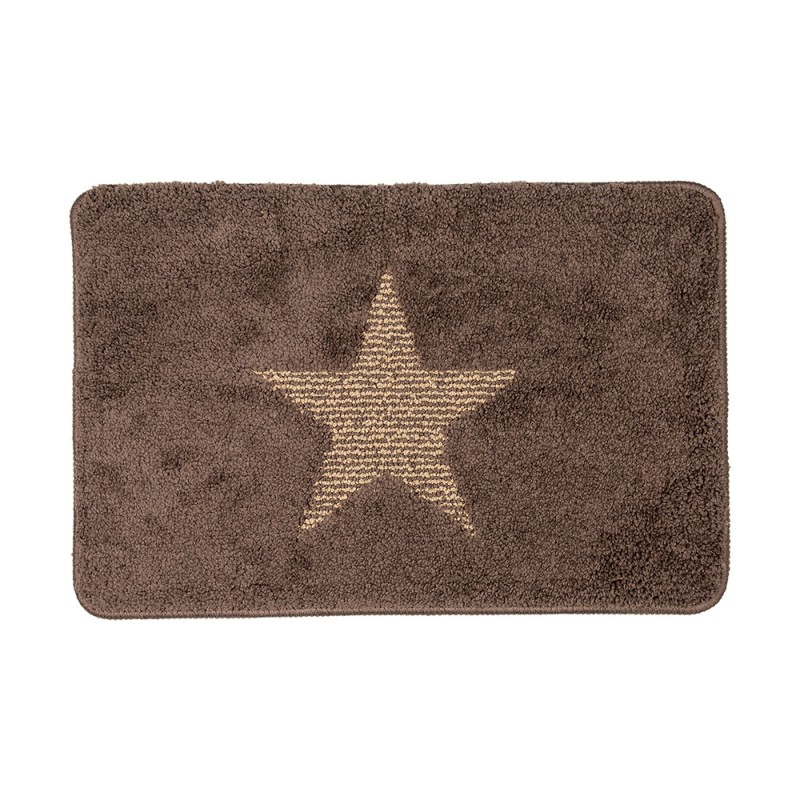 BM0009CH Bath Mat 58x38x2 cm Brown Polyester Star Rectangle