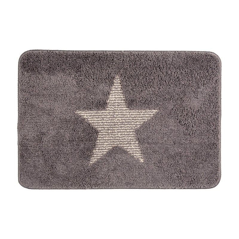 BM0009G Bath Mat 58x38x1 cm Grey Polyester Star Rectangle