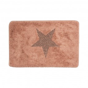 2BM0009P Bath Mat 58x38x1 cm Pink Polyester Star Rectangle