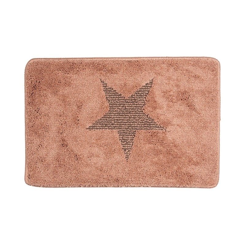 BM0009P Bath Mat 58x38x1 cm Pink Polyester Star Rectangle