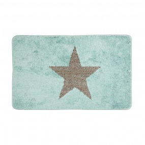 2BM0010BL Bath Mat 78x48x1 cm Blue Polyester Star Rectangle