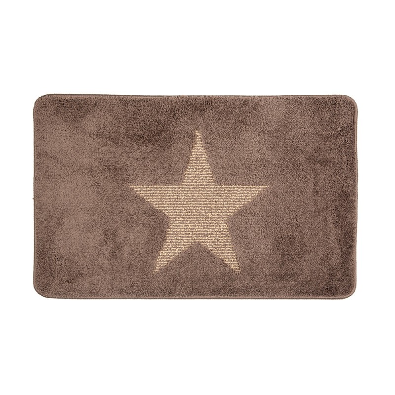 BM0010CH Bath Mat 78x48x1 cm Brown Polyester Star Rectangle