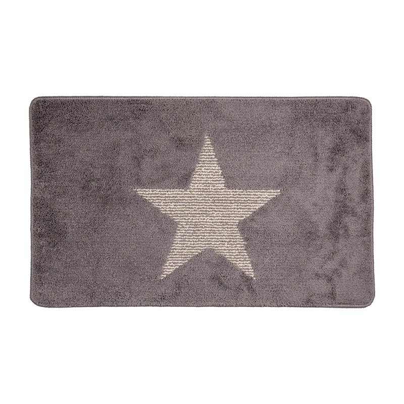 BM0010G Bath Mat 78x48x1 cm Grey Polyester Star Rectangle