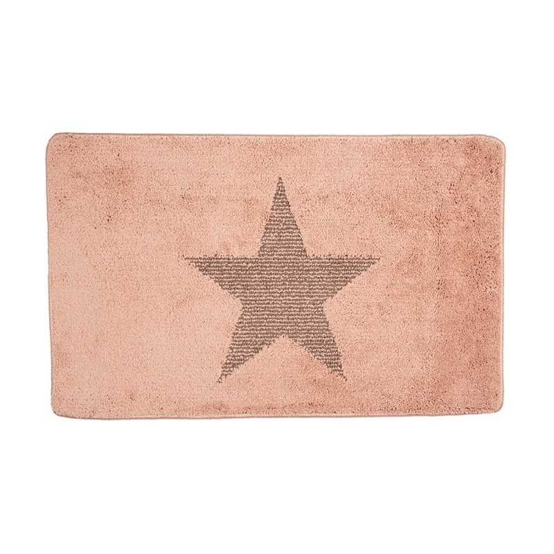 BM0010P Bath Mat 78x48x1 cm Pink Polyester Star Rectangle