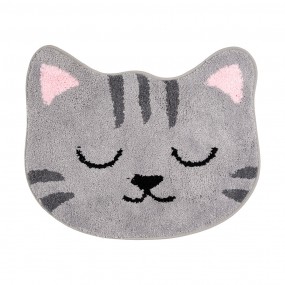 2BM0012 Badematte 60x50x1 cm Grau Polyester Katze