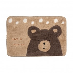 2BM0018 Bath Mat 58x38x1 cm Beige Brown Polyester Bear