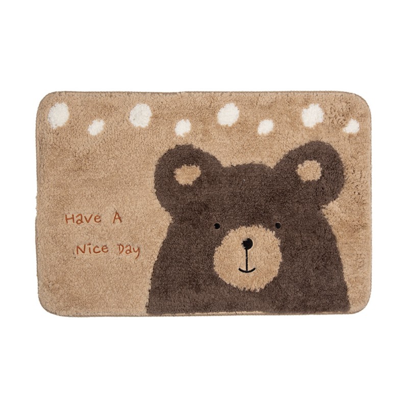 BM0018 Bath Mat 58x38x1 cm Beige Brown Polyester Bear