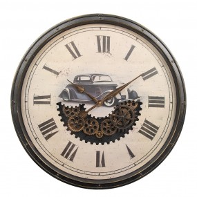 25KL0241 Horloge mural Ø 76x8 cm Noir Beige Plastique Verre Montre murale