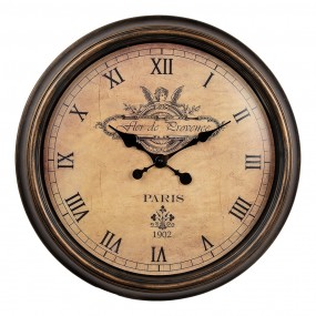 26KL0825 Horloge mural Ø 55x5 cm Marron Beige Plastique Verre Montre murale