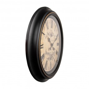 26KL0826 Wall Clock Ø 50x5 cm Black Beige Plastic Glass Hanging Clock