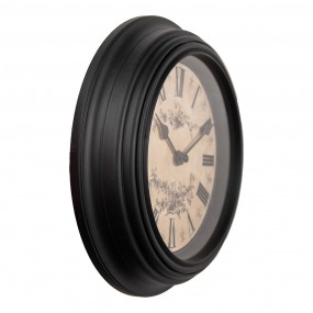 26KL0827 Horloge mural Ø 23x4 cm Noir Beige Plastique Verre Montre murale