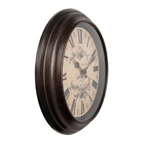 26KL0828 Wall Clock Ø 31x4 cm Brown Beige Plastic Glass Hanging Clock