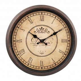 26KL0829 Horloge mural Ø 30x4 cm Marron Beige Plastique Verre Montre murale