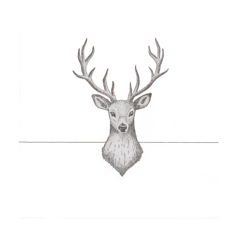 73089 Napkins Paper Set of 20 33x33 cm White Deer