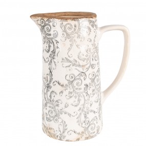 26CE1921L Decoration can 21x14x26 cm Beige Grey Ceramic Flowers Pitcher