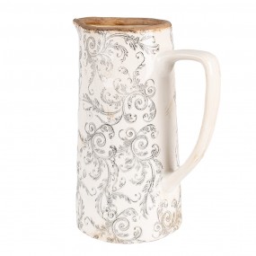 26CE1921L Decoration can 21x14x26 cm Beige Grey Ceramic Flowers Pitcher