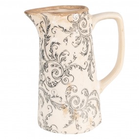 26CE1921M Decoration can 16x11x20 cm Beige Grey Ceramic Flowers Pitcher