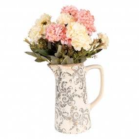 26CE1921M Decoration can 16x11x20 cm Beige Grey Ceramic Flowers Pitcher