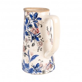 26CE1923M Decoration can 16x11x20 cm Beige Blue Ceramic Flowers Pitcher