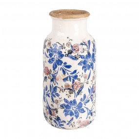 26CE1928L Vaso  Ø 15x32 cm Beige Blu  Ceramica Fiori