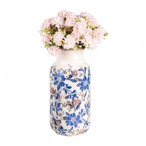 26CE1928L Vaso  Ø 15x32 cm Beige Blu  Ceramica Fiori