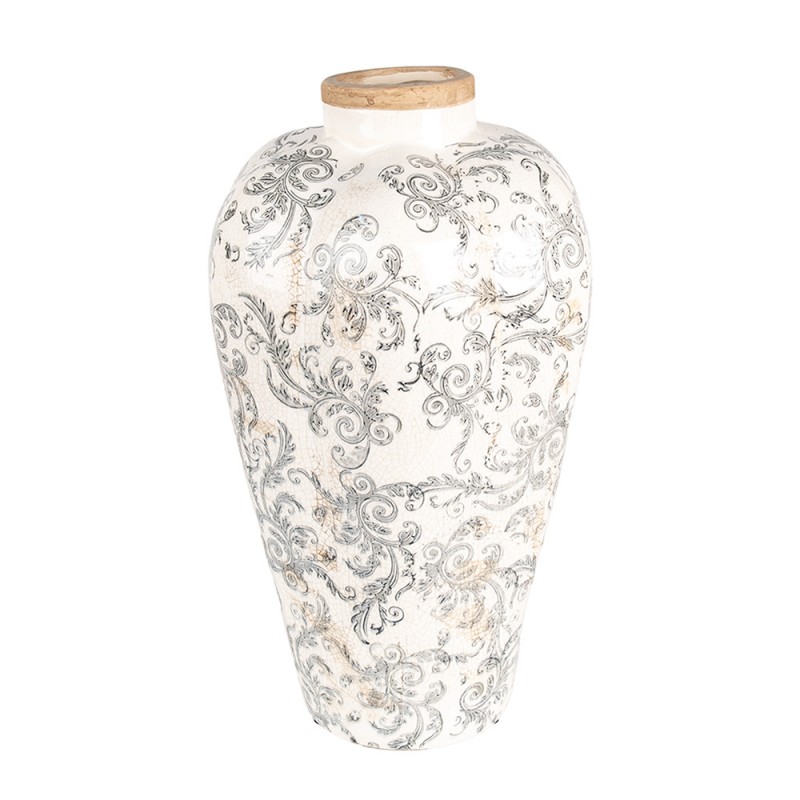 6CE1934L Vase Ø 24x40 cm Beige Grau Keramik Blumen