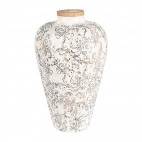 26CE1934L Vaso  Ø 24x40 cm Beige Grigio Ceramica Fiori