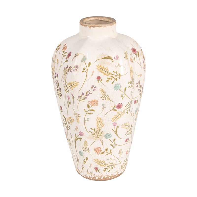 6CE1937S Vase Ø 17x30 cm Beige Pink Ceramic Flowers