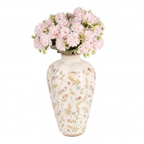 26CE1937S Vase Ø 17x30 cm Beige Pink Ceramic Flowers