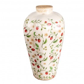 26CE1939L Vase Ø 24x40 cm Beige Red Ceramic Strawberries