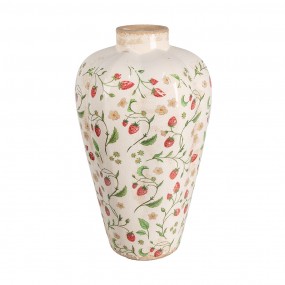 26CE1939L Vase Ø 24x40 cm Beige Rot Keramik Erdbeeren