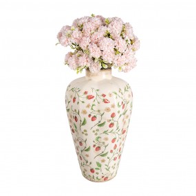 26CE1939L Vase Ø 24x40 cm Beige Rot Keramik Erdbeeren