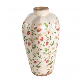 26CE1939M Vase Ø 21x35 cm Beige Rot Keramik Erdbeeren