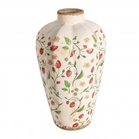 26CE1939M Vase Ø 21x35 cm Beige Red Ceramic Strawberries