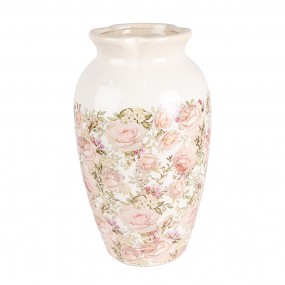 26CE1940L Vase Ø 21x37 cm Beige Pink Ceramic Roses