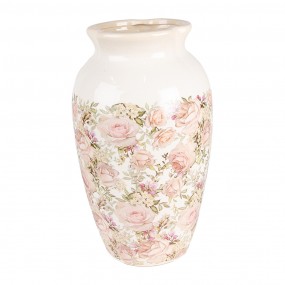 26CE1940L Vase Ø 21x37 cm Beige Pink Ceramic Roses