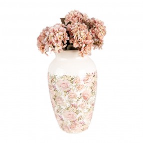 26CE1940L Vase Ø 21x37 cm Beige Pink Ceramic Roses