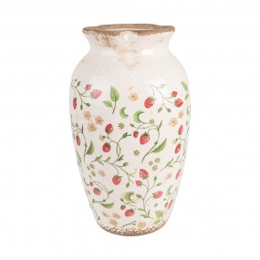 26CE1942L Vase Ø 21x37 cm Beige Rot Keramik Erdbeeren