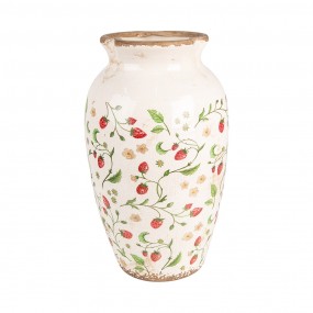 26CE1942L Vase Ø 21x37 cm Beige Red Ceramic Strawberries