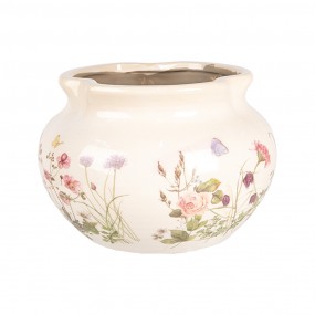 26CE1944M Pot de fleurs Ø 20x14 cm Beige Rose Céramique Roses Pot de fleurs d'intérieur