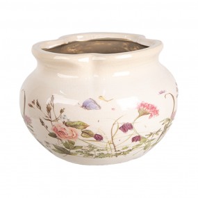 26CE1944S Pot de fleurs Ø 17x12 cm Beige Rose Céramique Roses Pot de fleurs d'intérieur