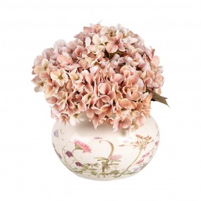 26CE1944S Planter Ø 17x12 cm Beige Pink Ceramic Roses Indoor Planter