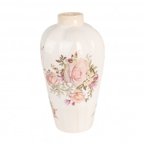 26CE1963S Vase Ø 17x30 cm Beige Pink Ceramic Roses