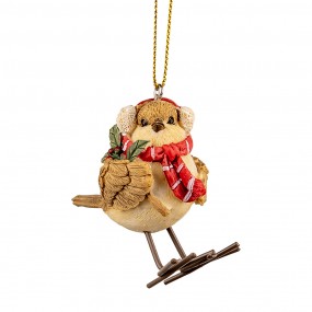 26PR2797GG Decoratie Hanger Vogel 5x3x7 cm Bruin Kunststof