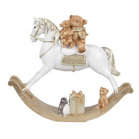 26PR4921GG Figurine Cheval à bascule 15 cm Blanc Plastique Décoration de Noël