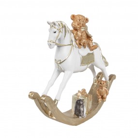 26PR4921GG Figurine Cheval à bascule 15 cm Blanc Plastique Décoration de Noël