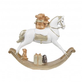 26PR4921GG Figurine Rocking Horse 15 cm White Plastic Christmas Decoration