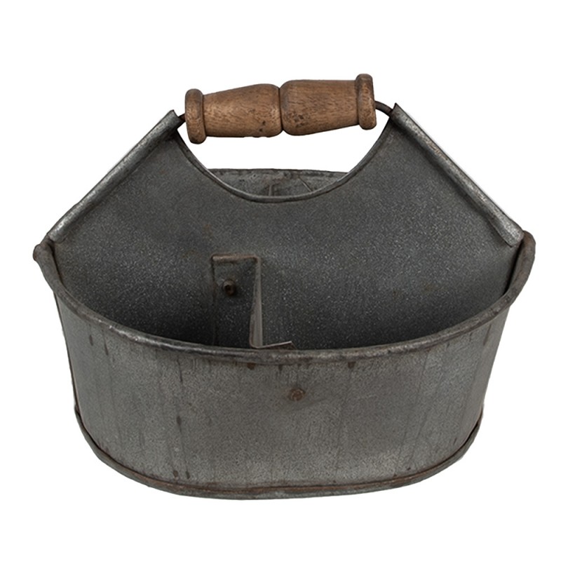 6UNY0014 Plant Holder 20x18x16 cm Grey Iron Round Planter